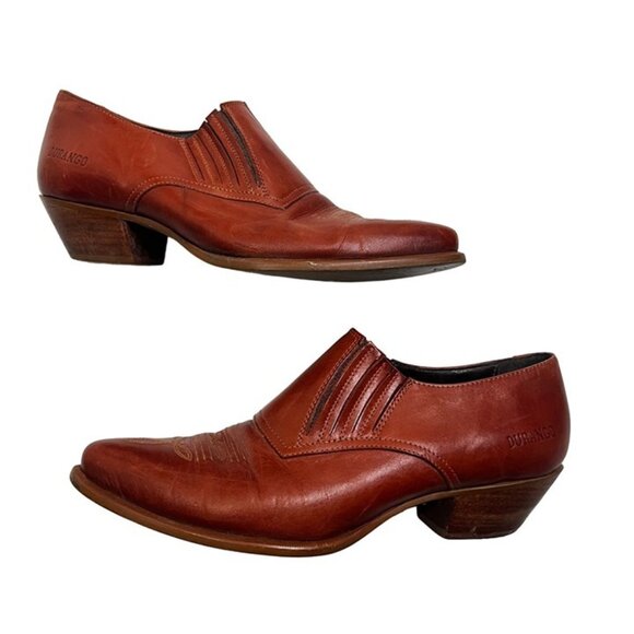 Durango ankle boots 7 brown leather vintage pointy toe short heel - Picture 1 of 9